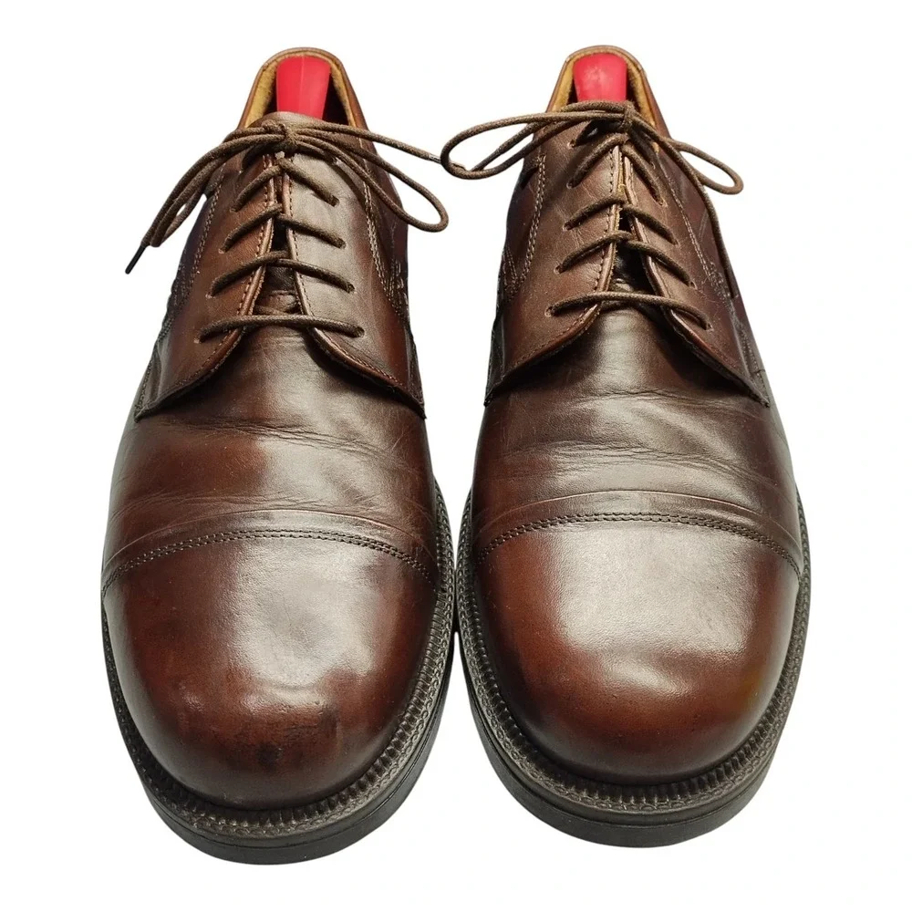 Cease by Florsheim Oxford Shoes Mens US 10M Brown‎ Leather Shock Cushion Lace Up